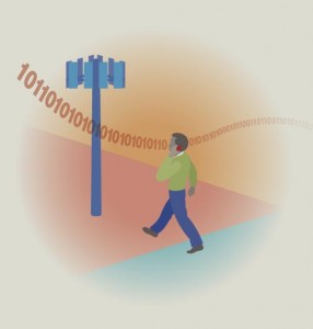 Illustration of man moving between cell zones